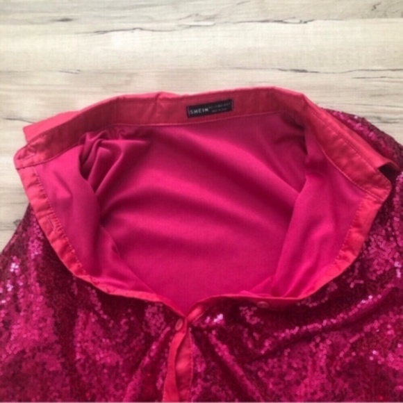 Vibrant Pink Fully Sequin Long Sleeve Blouse - Picture 8 of 8
